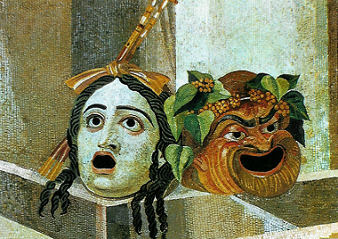 Theatrical masks. Roman mosaic from the 100s BC.